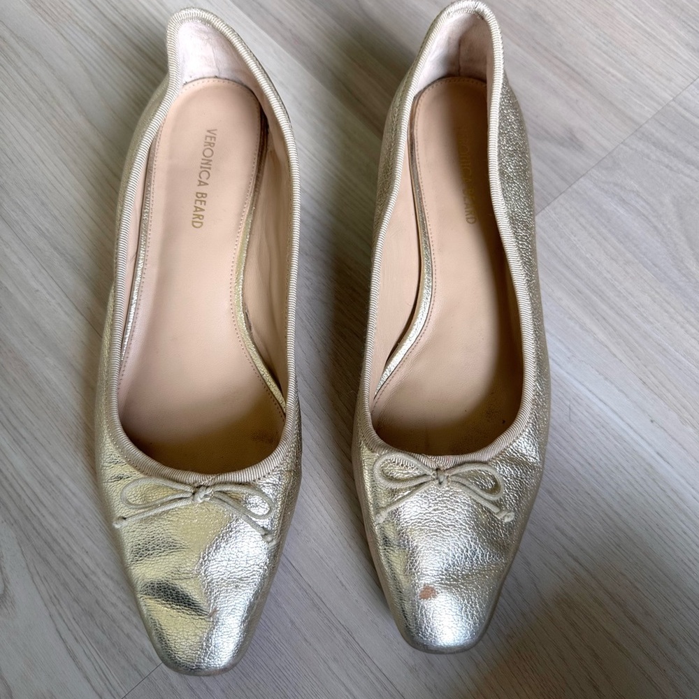 Veronica Beard Gold Metallic heels 8 READ!